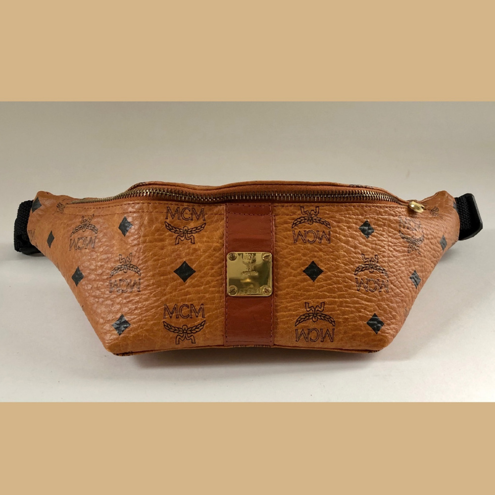 MCM Cognac Monogram Canvas Waist Pochette/Bum Bag